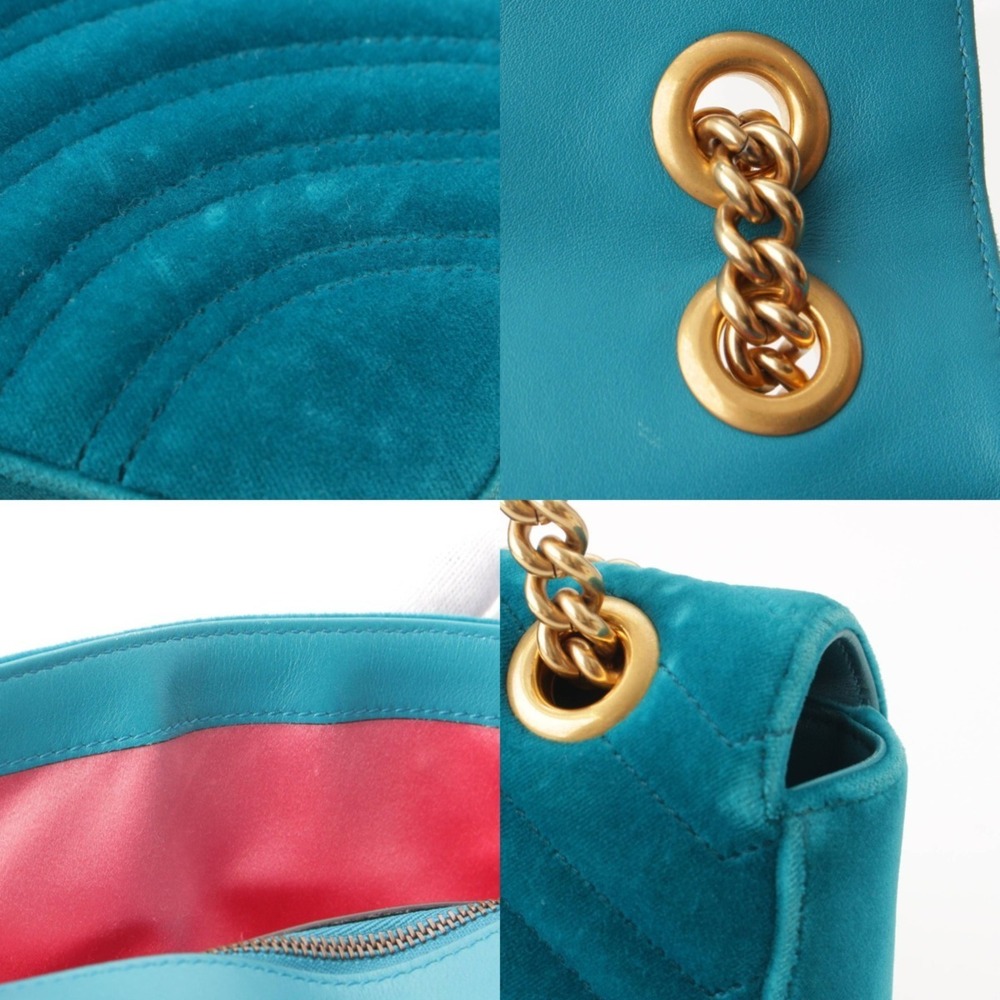 Gucci GG Marmont Velvet Chain Shoulder Bag Green - Picture 8 of 10